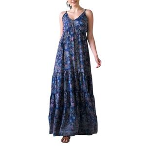 208. Blue Style Print Boho dress